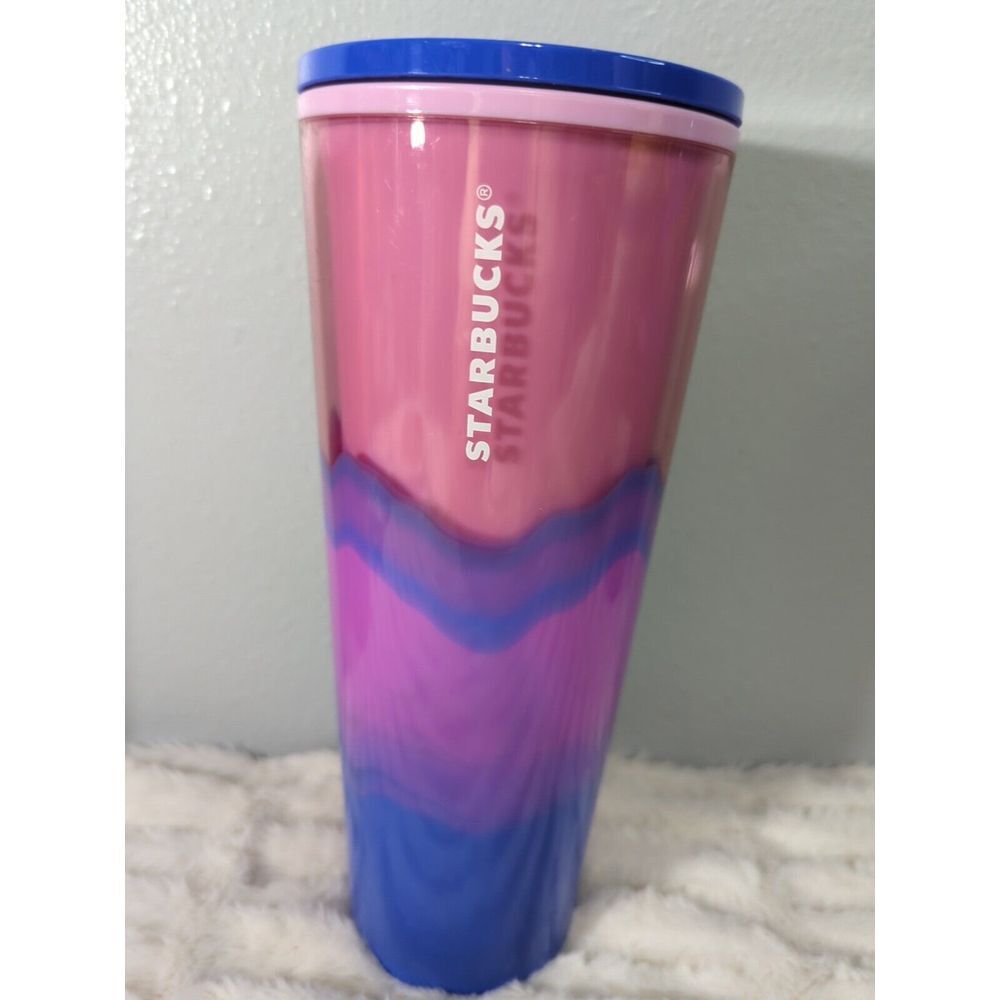 Starbucks 2021 Color Wave 24oz Venti Cold Cup Tumbler Pink Purple Chip NO STRAW